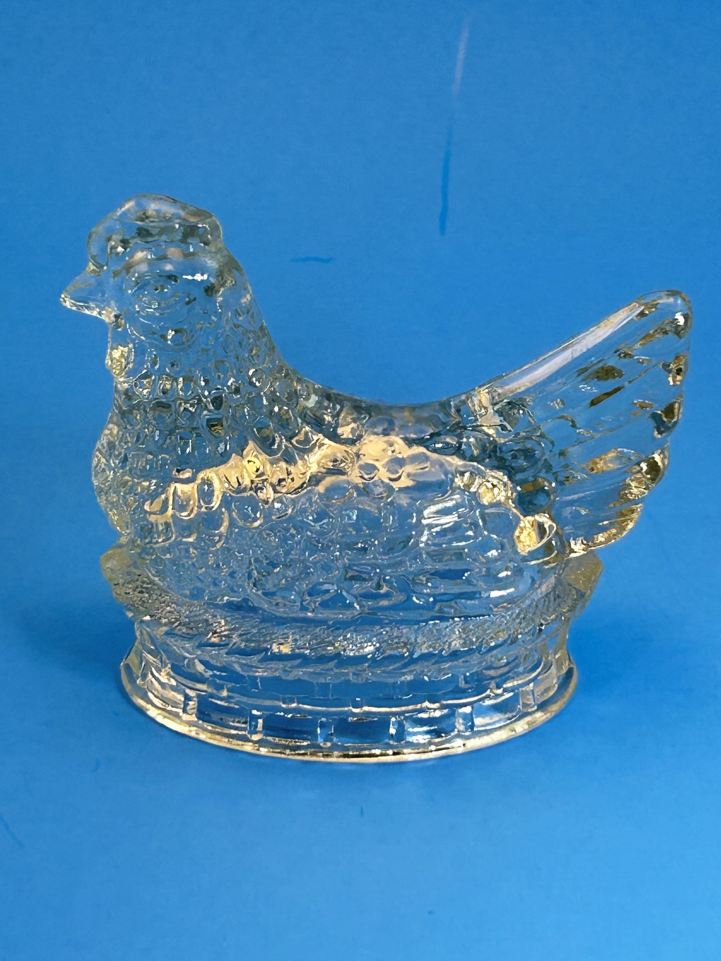 Vintage Pressed Glass Hen, J H Millstein Co