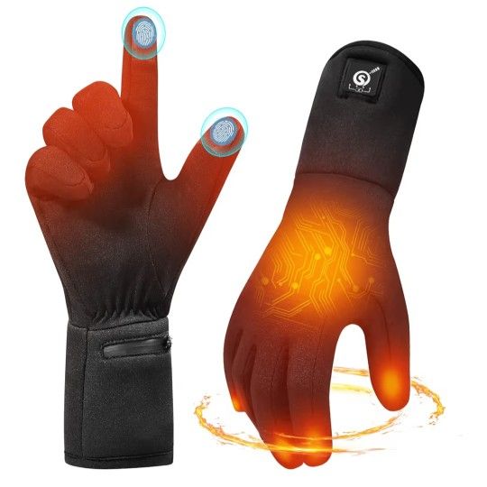 Heated Gloves for Adults - Rechargeable Battery, 3 Heat Settings, Water Resistant Touchscreen Compatible for Women Men Winter Sports, Motorcycling, Hu