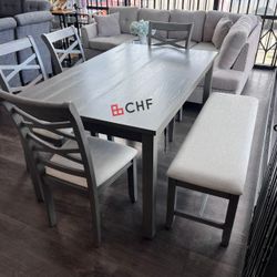 Solid Wood 6 Pc Dining Table Set  // LIMITED TIME OFFER 