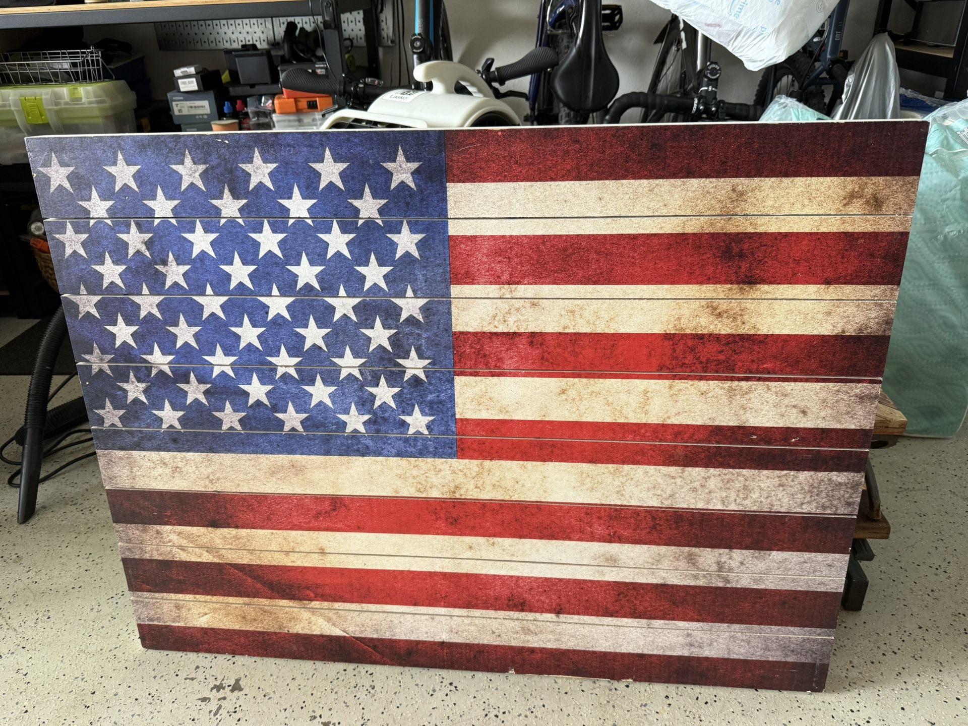 Wood wall art painted American Flag