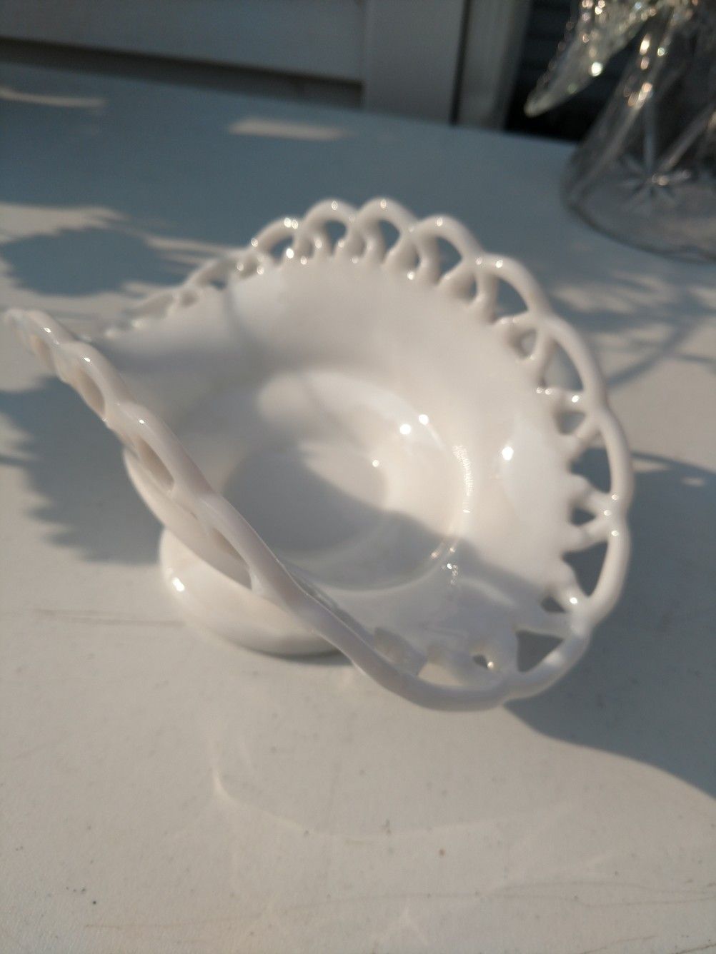 Vintage Milk Glass Banana Bowl