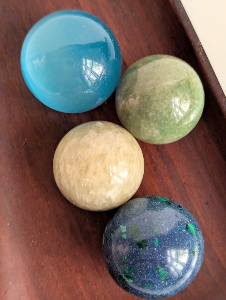 Lot of 4 Crystal Mineral Sphere Balls