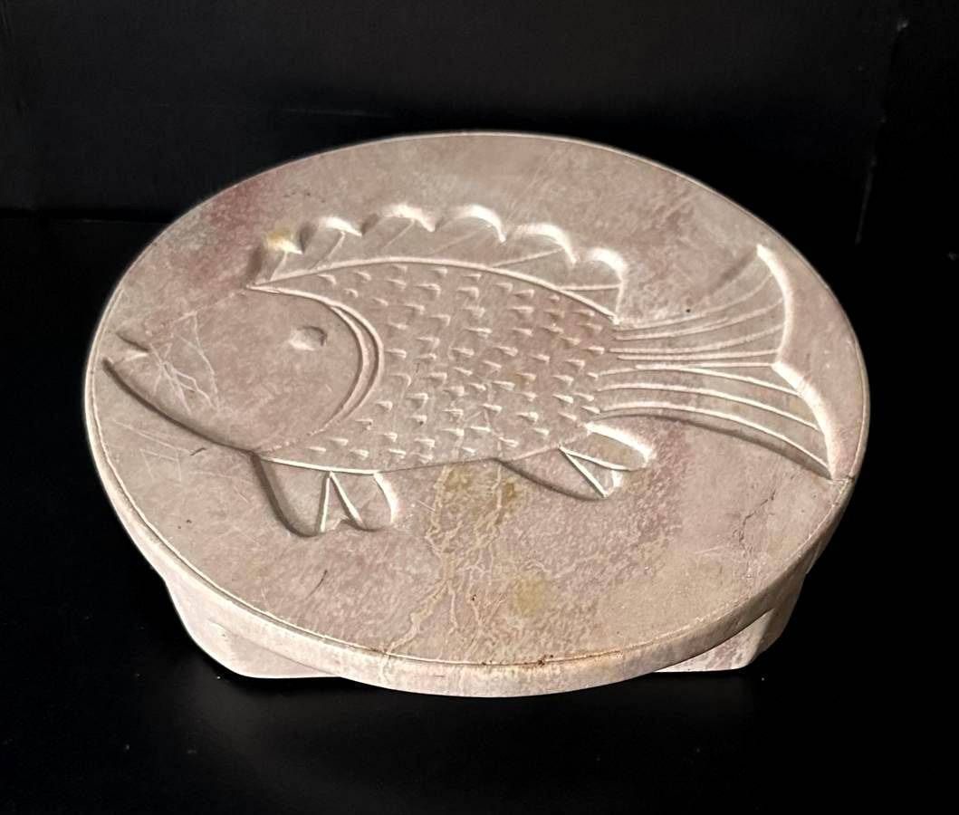 Vintage Ceramic Marble Stone Fish Trivet