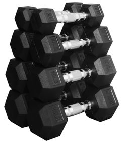 Dumbbell Set, Pairs of 5 lb, 10 lb, 15 lb, and 20 lb