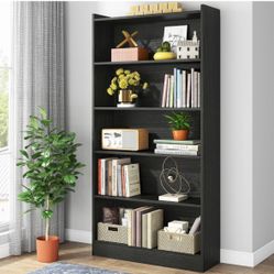 Wood Bookcase, 72" Tall Bookshelf with 6-Tier Open Storage Shelves