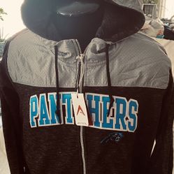 Heres a Brand New XX NFL Licensed CAROLINA PANTHERS Light Weight Zippered Jacket W/Zippered Pockets , Hoodie and a beautiful PANTHERS Embroidered Logo