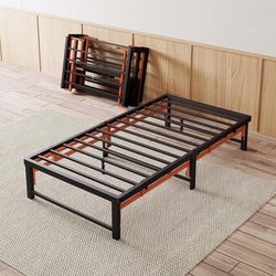 Twin Size Folding Bed Frame, Quad-Fold, Tool-Free Assembly