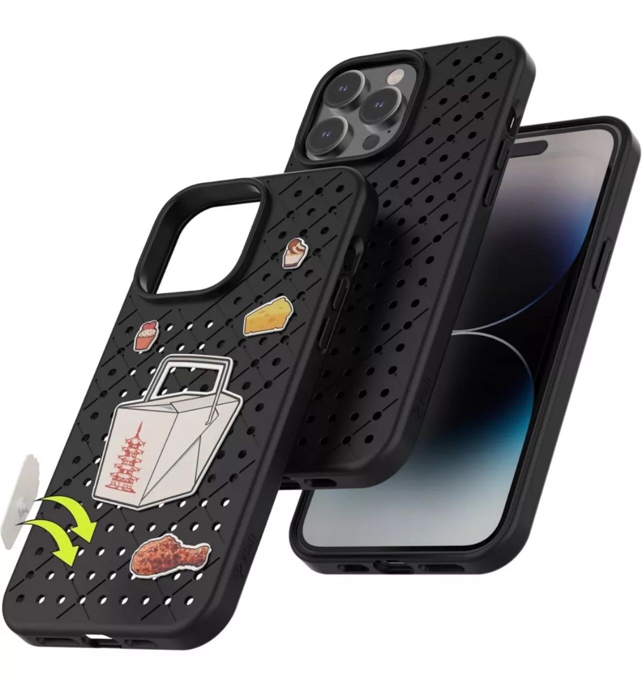 Black Military Grade Personalized DIY Case For iPhone 14 Pro Max With 6 Pins