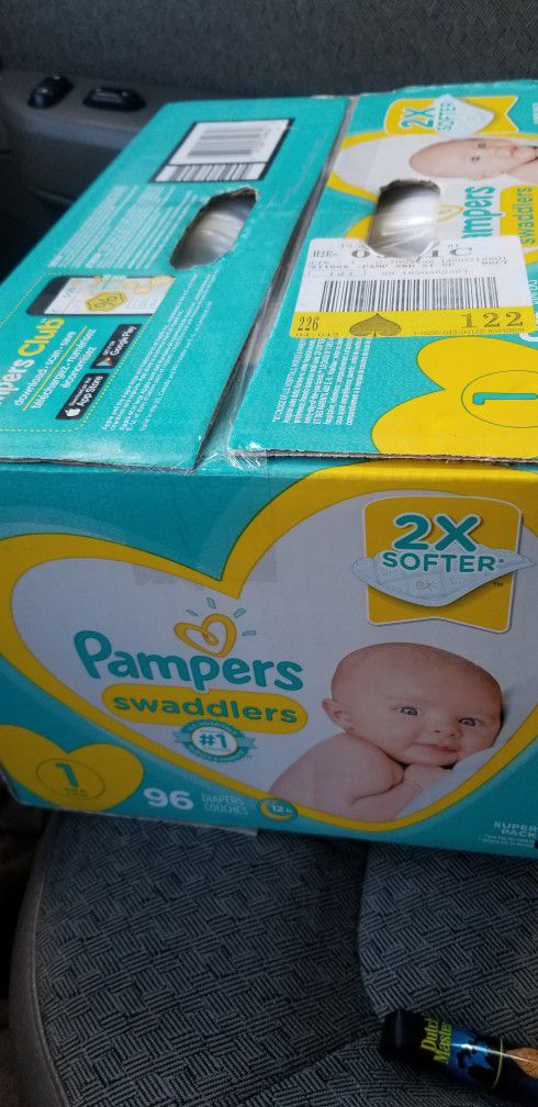 Pampers  Swaddlers 1 (Box Of 96) Never Opened
