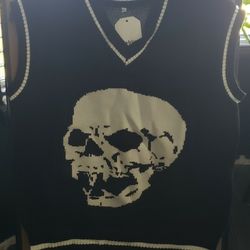 Black Sweater Skull Vest