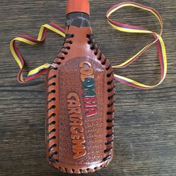 Vintage Collectible Leather Carved Decanter/Canteenw