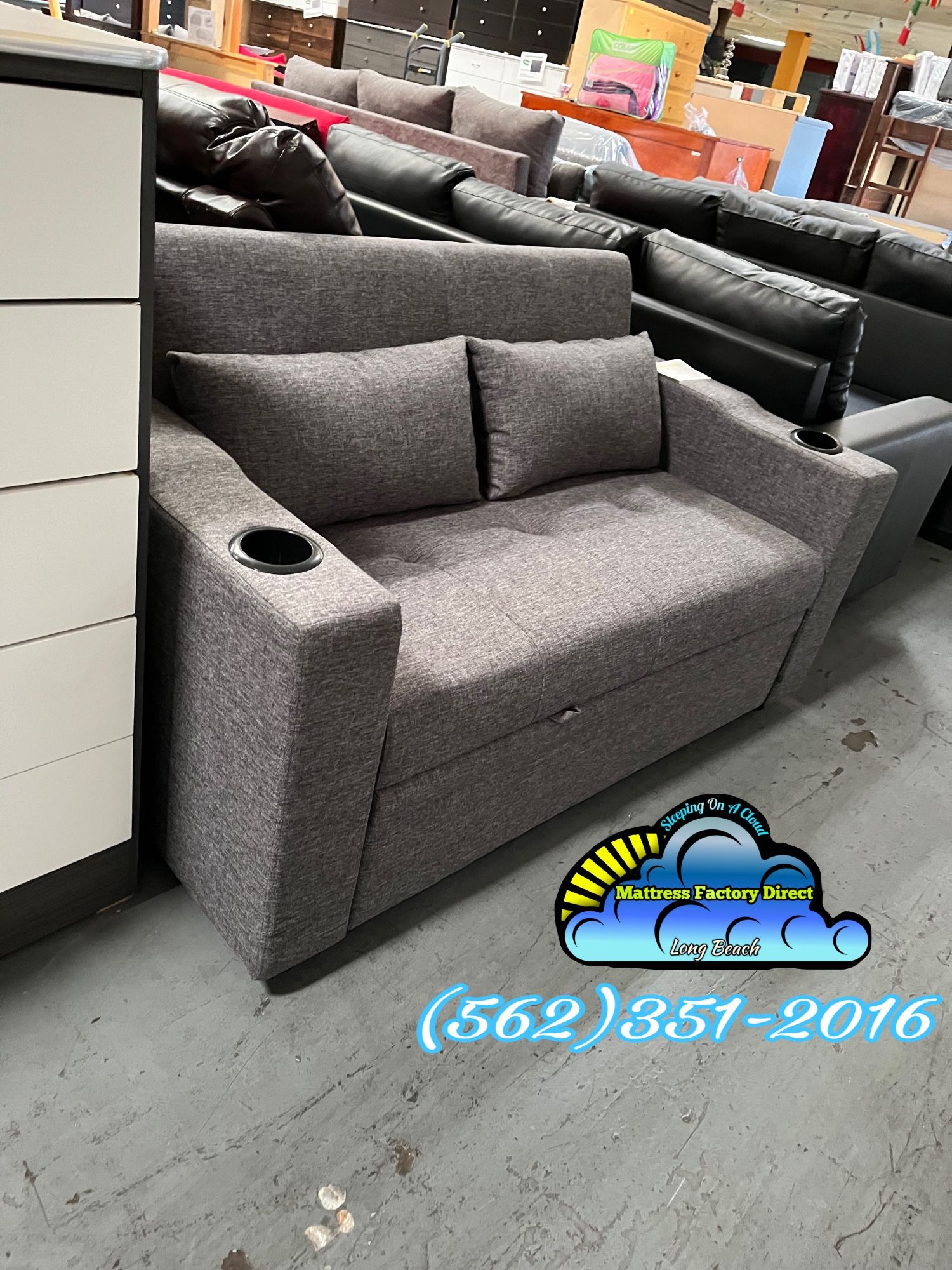Gray 2 Seater Foldable Futon Sofa Couch