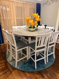 WhiteHKSEFAN Counter Height Dining Room table with 8 chairs