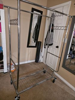 Commercial Grade Heavy Duty Garment Rack with Shelves Collapsible Clothing Racks