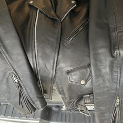 Mehar Men’s Size 50 Black Leather Motorcycle Jacket 