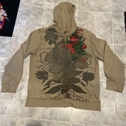 VTG Y2K CHRISTIAN AUDIGIER Ed Hardy PACO CHICANO HOODIE Men SweatShirt XXL AOP