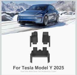 Floor Mats with Door Sill Cover for Tesla Model Y Juniper 2025+ 2026 juniper Accessories, Standard/Premium/Performance, 1st&2rd Row, Floor Pad, All-We
