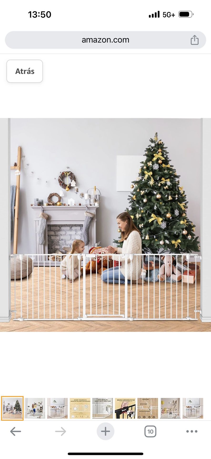Baby Gate for Stairs, Dog-gate with Auto-Close Door, Double Locking System, Hardware Mounting, Quick Assembly (81 inch White)