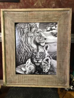 Print of lion and his pride