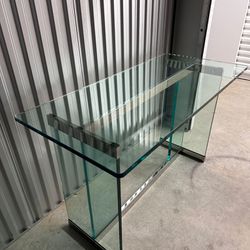 20th Century Modernist Glass and Chrome Desk 