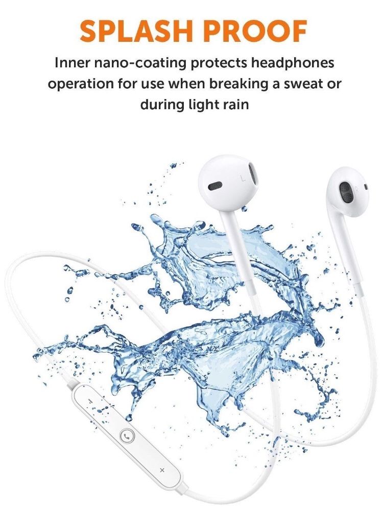 TruWire Bluetooth Earphones, Bluetooth 4.1 Headphones, Wireless Sports Headphones with Mic for iPhone X/10/8 Plus/7/7 Plus/Samsung S8/S7/Note 8/LG/HTC
