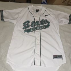 Michigan State Spartans Nike Game Used Baseball Jersey Mens Size 40 #8 White USA