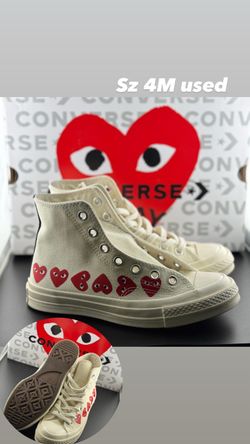 Converse Chuck Taylor All Star 70 Hi Comme des Garcons PLAY Multi-Heart White Sz 4M
