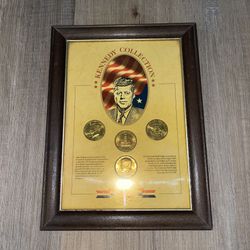 Vintage John F. Kennedy Half Dollar Coin Collection Framed 6 US Coins 1(contact info removed)