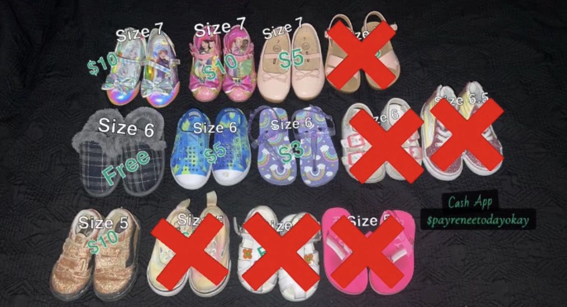 Girls Toddler Shoes Size 5–7 | $3–10 | Some FREE