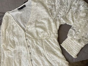 New York And Company White Lace Top Xxl