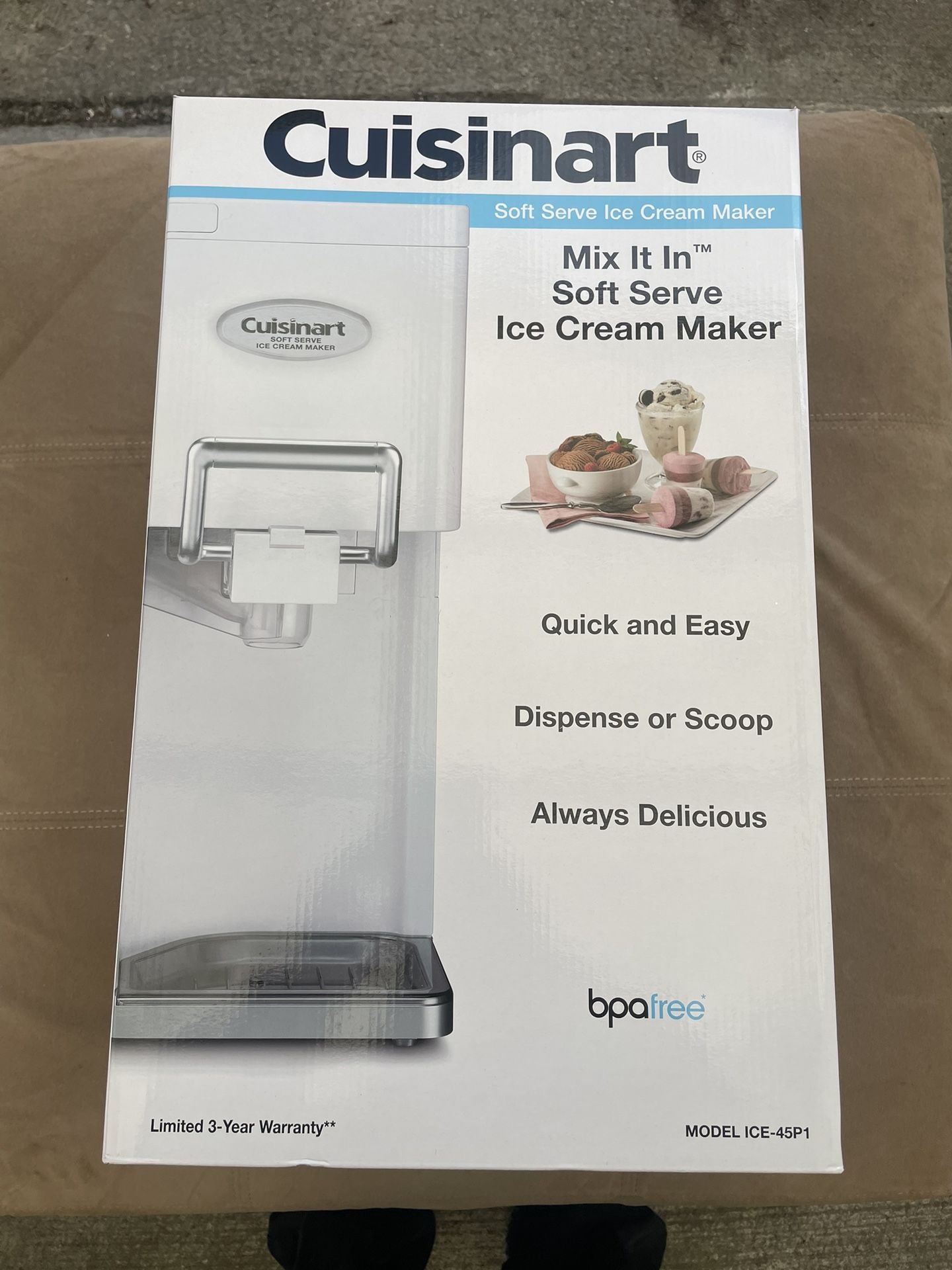 NEW Cuisinart Mix It In Soft Serve Ice Cream Maker White ICE45P1