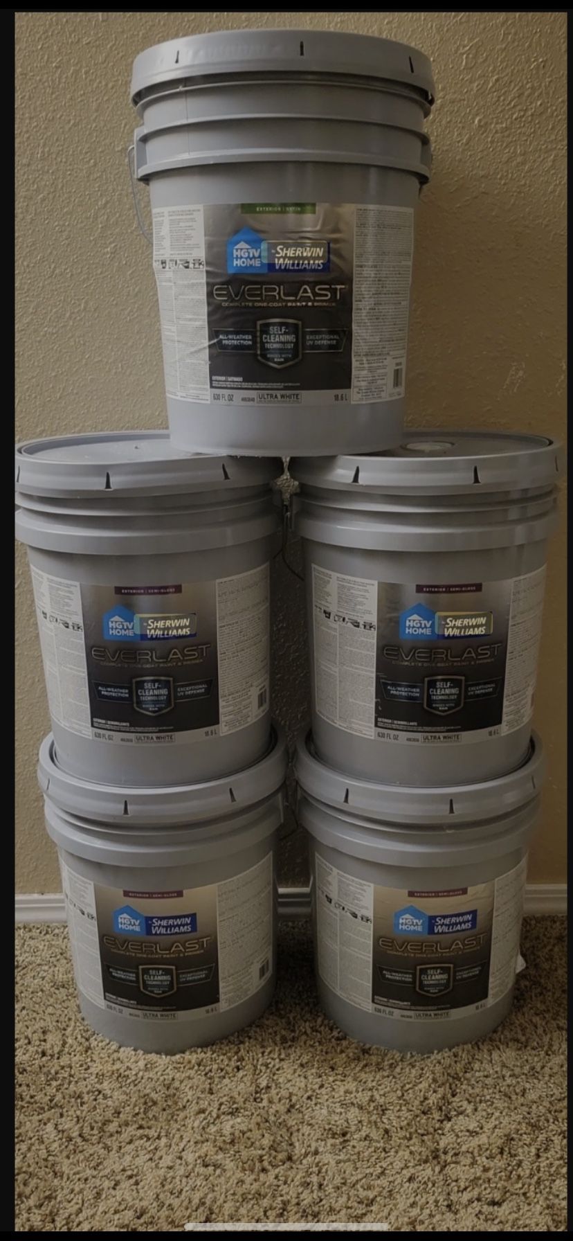 Sherwin Williams "EVERLAST" Exterior 5 Gallon Paint (BRAND NEW