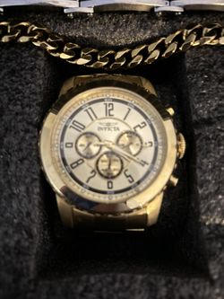 Gold Invicta Men Watch