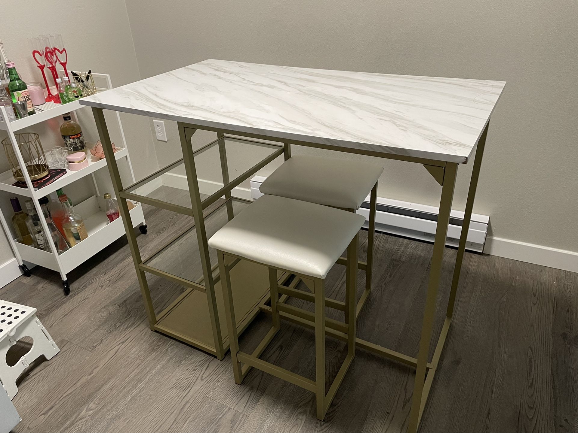 Gold/Marble Small Dining Room Table