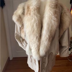 Women’s Leather Natural Fur Beige Jacket