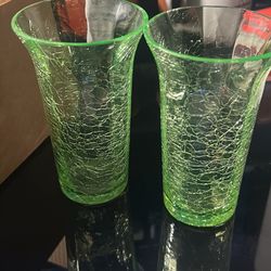 Three Cackle Green Water Glasses 