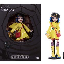 Monster High Skullector Caroline Collectible Doll in Yellow Raincoat with Cat