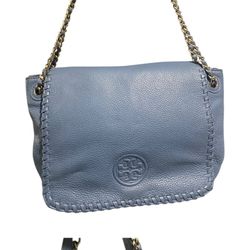 Authentic Tory Burch Blue Leather Chain Shoulder Bag – Chic & Versatile 💙 MSRP: $495+ | Yours now for $175