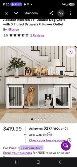 Dog crate desk/entertainment cent 71"