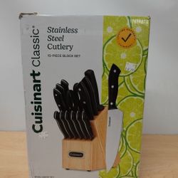 15Pc Cuisinart Triple Rivet Knife Block Set – Black
