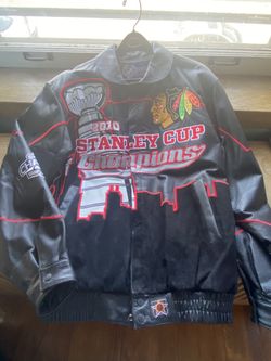 Jeff Hamilton x JH Design x NHL Chicago Blackhawks 2010 Champions Leather Jacket-Size L