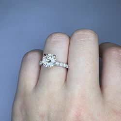 Round Cut Hidden Halo Engagement Ring | 10K White Gold Engagement Ring | 2.00 CT Moissanite  Diamond Ring | Classic Engagement Ring