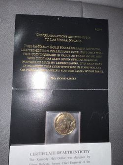 24 Karat Gold Plated Half Dollar 