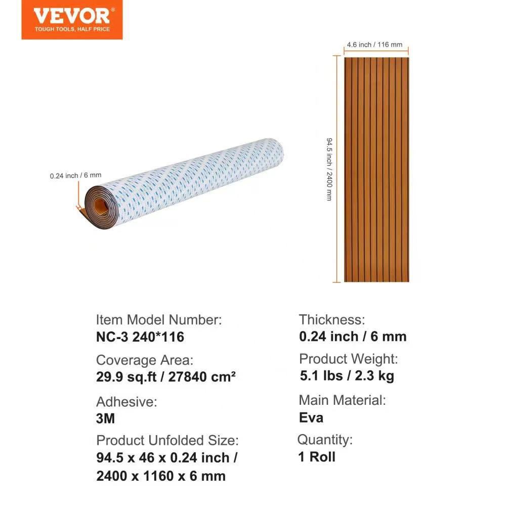 Boat Flooring - EVA Foam Decking 94.5"× 45.7", Non-Slip Self-Adesive, 29.9 sq.ft Marine Carpet for Yacht, Pontoon, Kayak 71}