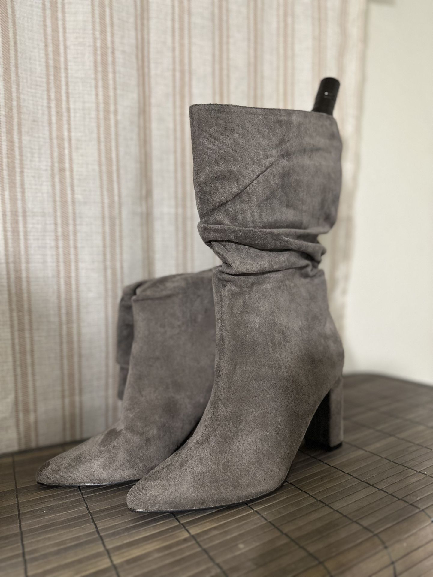 Women’s Dellytop High Heel Suede Pointed Toe Calf High Boots