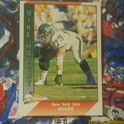 1991 Pacific Mike Haight New York Jets N.Y. #379 Football Card Vintage Collectible Sports NFL