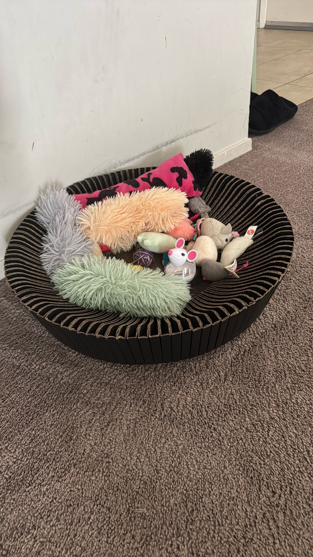 Cardboard Cat Bed With Toys
