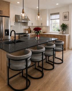 Bar Stools Set of 4 for Kitchen Counter, 26" Bar Chairs with Back, Modern Height Island Barstools, Upholstered Breakfast Stools for Dining Room, Cafe,