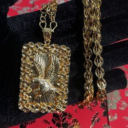 24K Gold PLATED Eagle Pendant Necklace