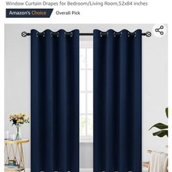 Navy Blue Blackout Curtains  52W 84L X 8 Panels